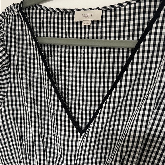 Black and White Gingham V-Neck Midi Dress - Picture 2 of 3